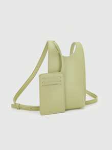 1pc Light Green PU One Shoulder Diagonal Crossbody Bag, Fashion New Style, Minimalist, Lightweight, Commuting, Fresh Design With Card Holder & Pendant