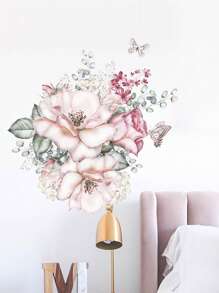1 Stück schöne Aquarellblumen und -blätter Wandaufkleber - moderne Heimdekoration für Wohnzimmer, Schlafzimmer, Küche, Büro und Eingangsbereich - Material PVC, Vinyl-Aufkleber für Heimdekoration, Dekorationsartikel um Ihr Zuhause aufzufrischen