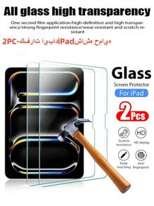 2pcs IPad Tempered Glass Screen Protector - High Definition, High Transparency, Anti-Scratch, Anti-Drop, Full Screen Coverage, Strong Anti-Fingerprint, Sensitive Touch, Compatible With IPad (Air 4, 5, 6)/(7, 8, 9, 10th Gen)/IPad 11 1A16(2025) - Clear - View 2
