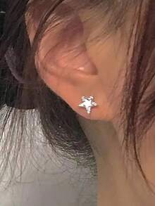 1对女士黑白十字星耳环，优雅少女耳环，适合生日派对、舞会、节日、新年礼物、圣诞节耳环