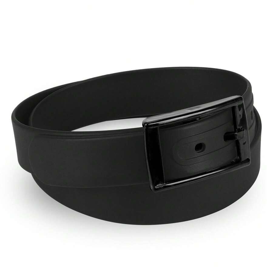 Adjustable Rubber Plastic Jelly Silicone Casual Belt With Buckle For Men Women - Black - View 1
