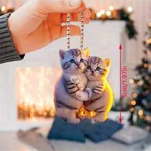 Mặt dây chuyền đôi mèo 2D acrylic quyến rũ - Trang trí móc khóa ba lô ô tô đa năng, ý tưởng quà tặng hoàn hảo Phụ kiện ô tô mèo may mắn dễ thương - Nhiều màu - Xem 10