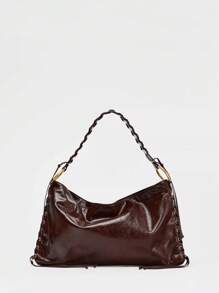 女包2025春季新品大容量金属扣托特包编织手提包女休闲单肩包度假旅行 - 彩色 - 查看 9