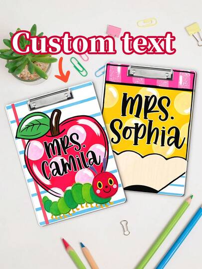 1pc Personalized Teacher Gift, Custom Pencil Teacher Clipboard, Apple Teacher Name Clipboard, Custom Teacher Leather ID Card Holder, Custom Teacher Lanyard Accessories, Back To School Teacher Gift, Gift For Teacher,There Are Two Sizes To Choose From