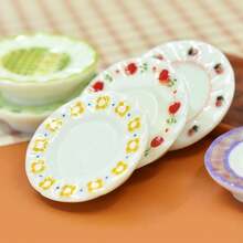 10pcs/Set Mainan Makanan Mini Piring Bunga Mentega Lem Resin Aksesoris Piring Makanan Penutup Gesper Sepatu Magnet Kulkas Casing Ponsel Aksesoris DIY Gaya Acak - Putih - View 6
