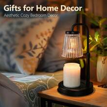 سخان شمع كهربائي بلون أسود قابل للخفت يعمل بموقت، يشتمل على 2 مصباح GU10، مع تعيين موقت لمدة 2 ساعة/4 ساعة/8 ساعات، مناسب لتسخين شمع البرطمان، هدية مثالية لعيد الميلاد وعيد الأم واحتفالات المنزل الجديد