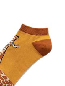 1/5 Pairs Of Men's Giraffe Patterned Short Tube Socks , Fun Gifts For Parties And Social Events, Suitable For Both Men And Women - Multicolor - View 4