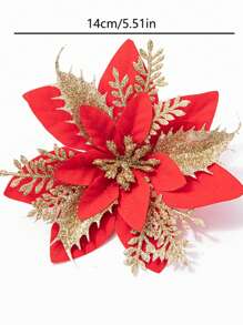 50 件圣诞树装饰（带夹子）、人造花、假圣诞花、闪光人造圣诞花、DIY 花环、家居装饰、婚礼派对、万圣节礼物、家居装饰、礼品包装节日派对装饰、圣诞节/节日/季节性/婚礼圣诞树装饰、闪亮冬季灌木装饰 - 彩色 - 查看 15