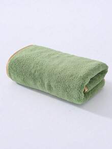 1pc/2pcs Gold Trim Coral Fleece Bathroom Decorative Towel (Lightweight & Thin), Soft Absorbent Non-Shedding Unisex Beach/Bath Towel, Large Size 70"X140" Or Extra Large 90"X170" Shower Towels For Beauty Salon, Hotel Sports,Home Essentials, Towel, Skin Care - Green - View 7