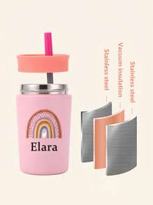 1pc Custom Back To School Water Bottle, Custom Coffee Cup, Reusable Stainless Steel Water Bottle, Customizable Name And Personalized Text, With Flexible Straw, 12 Oz, Must-Have For Back To School Season, Great For Travel And Picnics,
