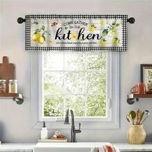 1pc Summer Lemon Theme Home Valance, 54x18in, Watercolor Yellow Lemon Fruit And Green Leaf Decorative Pattern, Modern Art Style, Suitable For Bedroom, Living Room Kitchen, Cafe And Other Holiday Curtain Valance Decoration Supplies - Multicolor - View 5