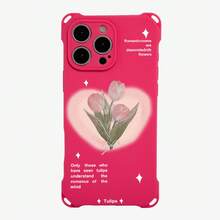 Caja del teléfono 1PC Love Tulip Pattern Design Four Corners Hangable Phone Case Adecuado 15 Plus 14 Pro 12 16 13 TPU Todo incluido Frosted Soft - Colores mixtos 1 - Ver 1