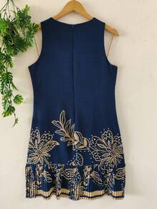 Plain  Dress With Fake - Lace Blue - View 2
