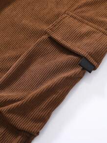 Pantaloni cargo uomo casual dritti a gamba larga con pieghe in velluto a coste