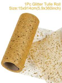 1pc Glitter Tulle Roll, Sparkling Tulle Ribbon, 15cm*914cm Fabric Ribbon, Including Cream, Black, Gold, Purple, Pink, Silver, Rose Gold And White Styles, Organza Tulle Scroll, DIY Craft Supplies, Wedding Decorations, Everyday Party Accessories, Birthday Party Supplies, Banquet Decorations, Wedding Chair Decorations,Wedding Ceremony Party Decorations - Multicolor - View 7