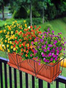 1 Bouquet Artificial Flowers For Outdoor Decoration, Fake Flowers UV Resistant Lifelike Artificial Plants Suitable For Garden, Terrace, Porch, Window Box, Home Decor Indoor And Outdoor - Multicolor - View 3