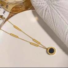 1 Pieza Collar de Acero Inoxidable con Números Romanos de Doble Cara Premium, Color Dorado Inalterable, Joyería de Estilo Versátil y para Mujeres, Collar Ligero de Acero de Titanio para Uso Diario