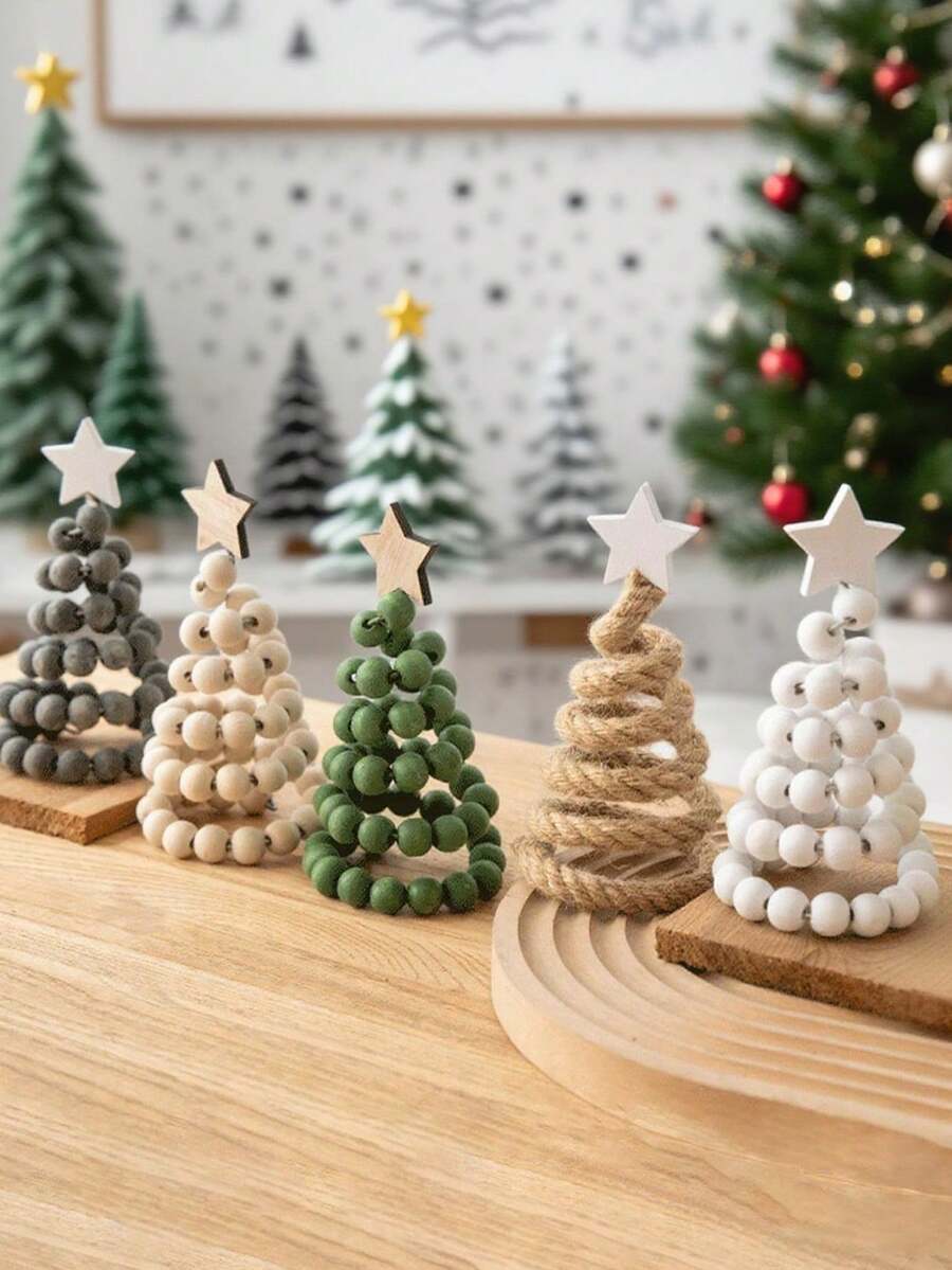 Cirelle 1 件创意北欧风格木制圣诞树装饰，迷你圣诞树家居装饰，木制树设计，适合日常使用，家居装饰，圣诞装饰，办公桌装饰，房间装饰，卧室装饰，家居圣诞装饰，秋季装饰，房间装饰用品，客厅装饰，派对用品 - 彩色 - 查看 1