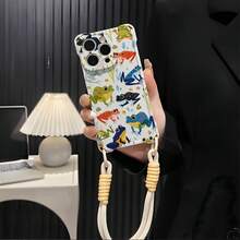 Funda para teléfono 1PC DancingLittle Girl 16plus Funda para teléfono móvil con cordón 13promax Mujer 12 Silicona Suave 14 Lente Cubierta Completa Cuatro Esquinas Red Anticaída Celebridad 15 Protector Lindo - Blanco - Ver 5