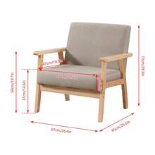 Living Room Single Sofa Chairs Beige, Bedroom Armchairs Modern With Wood Futon Linen Fabric Upholstered Seat Leisure Chairs For Balcony Lounge Home Apartment Office Furniture, Camel - Camel - View 6