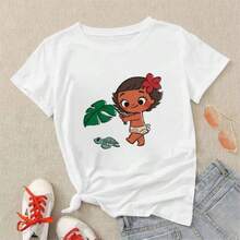 BREATHABLE COOL SUMMER Disneyss Kawaiis  Princess Moanas  T-Shirt Cute Women's Tshirt Clothes Tees Y2k Tops Women Clothing Female Blouse Cute Cartoon T Shirt - trắng - Xem 1