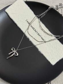 Luxurious Sweet Rhinestone Bowknot Faux Pearl Necklace, Dainty Delicate Collar Necklace Accessory For Women