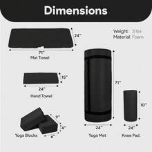 Local Delivery 7-Piece Yoga Equipment Set With Multiple Colors - Yoga Mat With Carrying Strap, 2 Yoga Blocks, Yoga Mat Towel, Yoga Hand Towel, Yoga Strap And Yoga Knee Pad - 黑色 - 查看 3