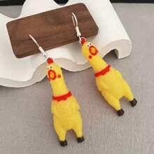 1 Pair Quirky Miniature Screaming Chicken Earrings, Unique Fashion Design Ear Studs Earring For Men & Women