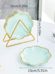 1件/6件金属框架盘子套装，方形托盘，垃圾托盘，骨盘，水果盘，甜点盘，蛋糕盘，小吃盘，早餐盘，厨房用品，厨具，餐具配件 - 彩色 - 查看 11