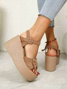 GAN AI Women Platforms & Wedge Sandals - Khaki - View 5