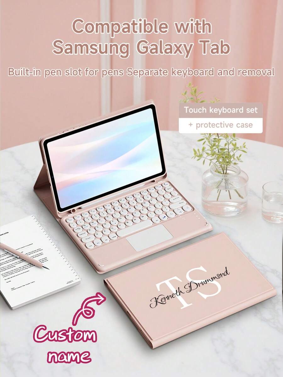 Estuche protector personalizado con teclado táctil compatible con iPad (A16) de 11 pulgadas de 11.ª generación 2025, iPad Air de 11 pulgadas (M2)-2024/iPad de 10.2 pulgadas, estuche con teclado compatible con Samsung Galaxy Tab A7 de 10.4 pulgadas, teclado desmontable con panel táctil, equipado con soporte de visualización múltiple, ranura para lápiz incorporada en el estuche protector, el teclado admite uso dividido - Multicolor - Ver 1