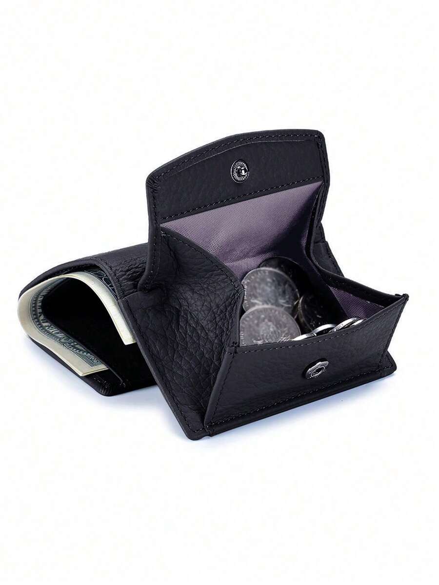 New Women Mini Wallet, Short Bifold Wallet, Large Capacity Coin Purse, Trifold Wallet, Women Wallet, Men Wallet, Small Men Wallet, Men Leather Wallet - Black - View 1