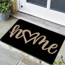 1 件装“欢迎”心形门垫 - 可机洗，黑色底金色书法，适用于玄关、厨房、客厅和卧室装饰，聚酯纤维材质，长方形，可用作前门垫、户外花园装饰垫、浴室厨房装饰垫、厨房地毯 - 彩色 - 查看 12