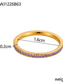 1pc BirthStone Ring 12 Month Color Zirconia Inlaid Rings For Women Stainless Steel PVD Plated Gold Color Engagement Wedding Jewelry - Ring - View 55