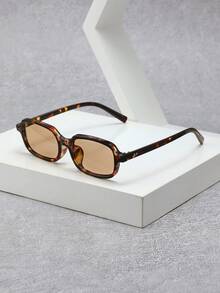 1PC 欧美风格小方形极简窄框 Ins 经典铆钉配饰夏季女士时尚眼镜适合夏季海滩篝火派对、礼物、复古街头风格、驾驶、户外旅行、派对、舞台表演、旅行配件、海滩。矩形