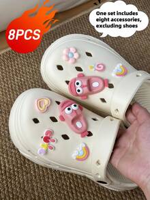 8 件/套时尚 PVC 软果冻 DIY 鞋饰，可拆卸按压式鞋夹，卡通可爱小鱼配饰，百搭设计，季节性