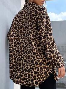 Camisa de manga larga con estampado de leopardo y caída en los hombros - Multicolor - Ver 7