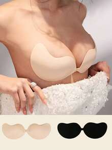 Reusable Seamless Front Closure Silicone Invisible Push Up Bra, Breathable Skin-Friendly, Suitable For A-D Cup, Low-Cut Backless Dresses - Multicolor - View 2