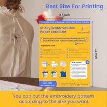 New Brothread 6PCS 85"X11" Sticky Water Soluble Embroidery Stabilizer Printable Paper Stabilizer - Medium Weight - Allowed For Print Or Draw Patterns Best For Hand &Amp; Machine Embroidery - 6PCS 8.5x11 - View 2