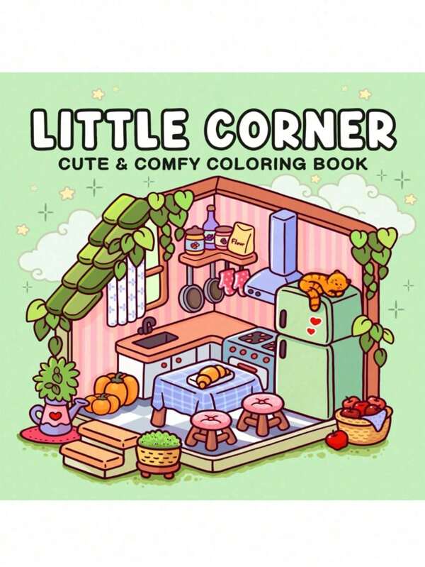 1 pieza LITTLE CORNER: Libro de colorear para adultos y adolescentes, diseños súper lindos de espacios acogedores y hygge para relajación. Libera emociones y alivia la ansiedad | Regalo ideal para fiestas y ocasiones especiales, de vuelta a la escuela, regalos de Coco, juguetes para niñas y niños, juguetes para adolescentes (por defecto sin bolígrafo marcador)