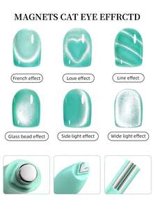 Multi Functional Nail Art Magnet Stone Pattern Absorbing Nail Gel Crystal Magnetic Bar Nail Enhancement Tool DIY,Nail Supplies,Nail Tools,Nail Art Tools,Back To School,Nails,Nail Tools For Press On Nails - Green - View 3