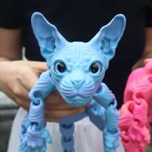 1 件 50 厘米/19.69 英寸 3D 打印巨型狮身人面像猫雕像，无毛猫家居装饰，逼真的仿真眼睛，全身可活动关节，彩虹系列猫装饰，节日装饰礼物，圣诞节，万圣节装饰，猫爱好者的完美礼物 - 彩色 - 查看 5