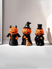 1pc New Halloween Pumpkin Man Holiday Party Home Desktop Decorations, Ghost Figurines, Resin Small Ornaments