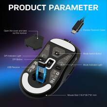 ATTACK SHARK X3 Wireless Gaming Mouse, 49g Ergonomic Design, 3-In-1 Connection, PAW3395 26000 DPI Optical Sensor, 200h Battery Life, Programmable Buttons, PC/Notebook Accessory - Black - View 7