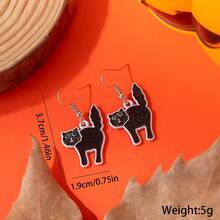 1 对/6 对金属幽灵、蜘蛛、字母、十字架、黑猫形吊坠耳环，女士万圣节派对、送给朋友的生日礼物