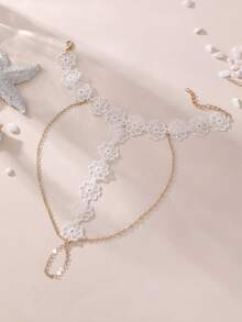 1 件创意蕾丝边度假风格女式脚链 - 彩色 - 查看 2