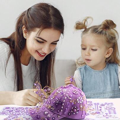 Gifts For Girl 5 6 7 8 9 10 11 12 Year Old, Decorate Your Own Baseball Cap Crafts For Girls Ages 6-8-12, Arts And Crafts Kit For Kids 4-12 DIY Toys For Kids Girls Unicorn Stickers Gems