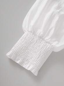 ii Women's White Dirndl Blouse Long Sleeve V-Neck Button Placket Costume Blouse For Oktoberfest And Carnival, Halloween - White - View 4