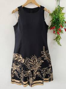 Plain  Dress With Fake - Lace Black - View 1