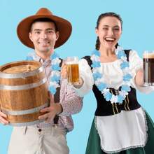 12 Packungen blaue weiße dekorative Oktoberfest Blumenketten, deutsche Bierfest Girlanden, wiederverwendbare falsche Blumenkränze für Themenpartys, Innen- und Außendekoration